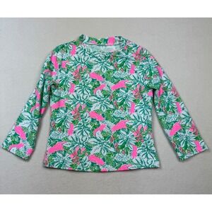 Lilly Pulitzer Girls Rash Guard‎ Top Size 10 Long Sleeve Pink Green Parrots NWOT